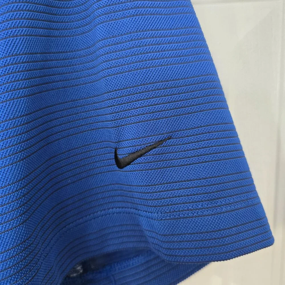 Nike Golf Men's Dri Fit Short Sleeve 3-Button Polo Shirt Royal Blue Black Size M